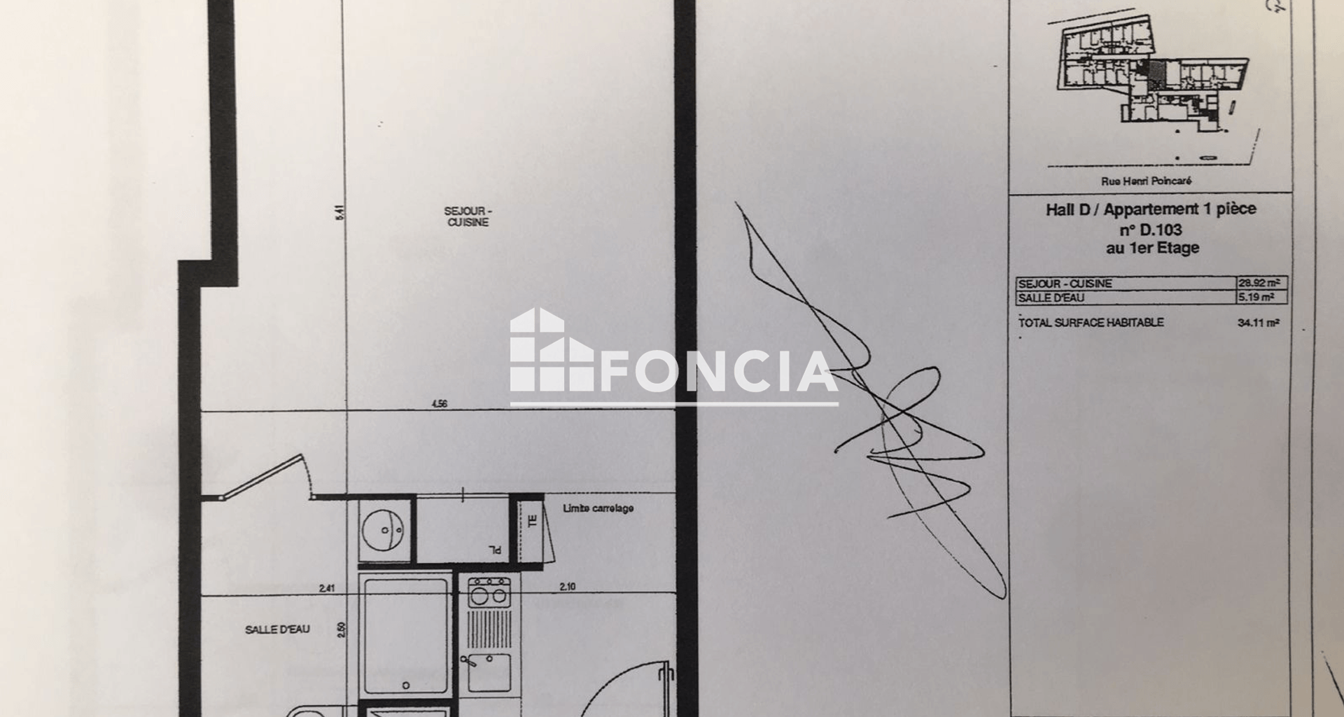 Studio (34.11 m²) à louer - Asnières-sur-seine (92600)