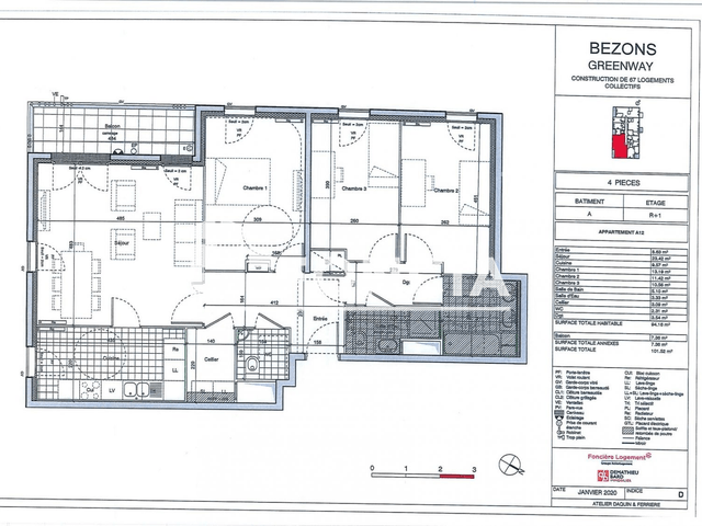 Appartement 4 pièces (93.43 m²) à louer - Bezons (95870)