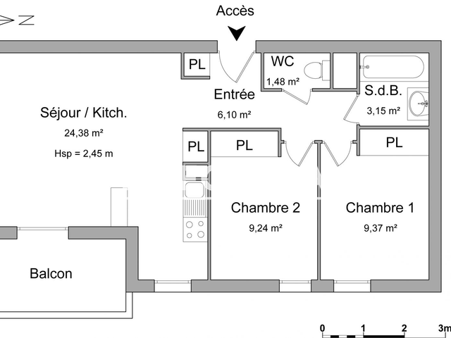 Appartement meublé 3 pièces (53.72 m²) à louer - Onet Le Chateau (12850)