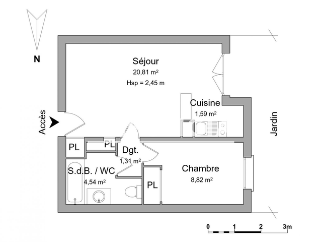 Appartement 2 pièces (37.07 m²) à louer - Pau (64000)