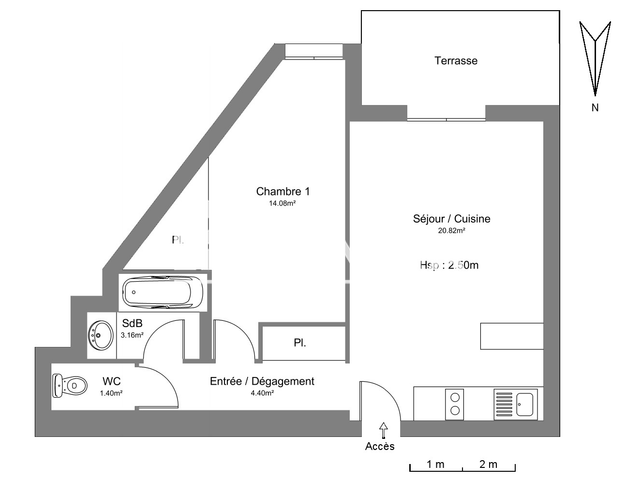 Appartement 2 pièces (43.86 m²) à louer - Tarbes (65000)