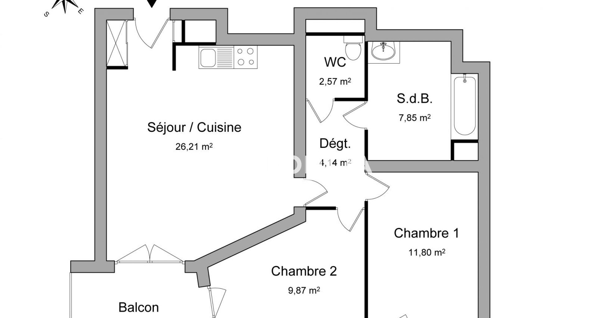 Appartement 3 pièces (62.02 m²) à louer - Nantes (44300)