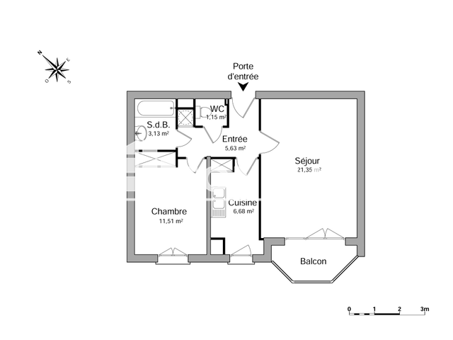 Appartement 2 pièces (49.45 m²) à louer - Lille (59000)
