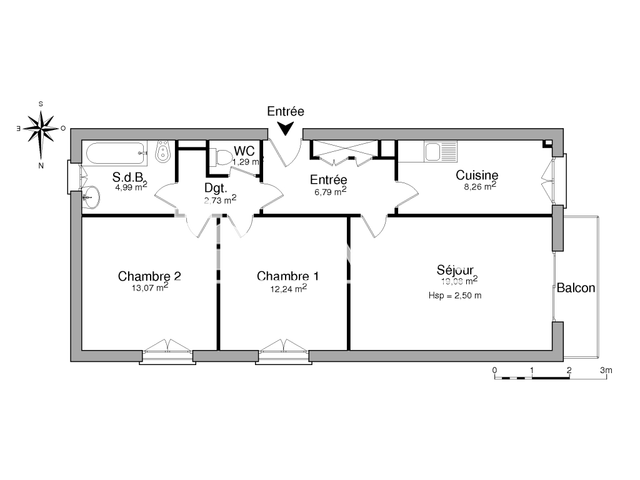 Appartement 3 pièces (68.45 m²) à louer - Lourdes (65100)