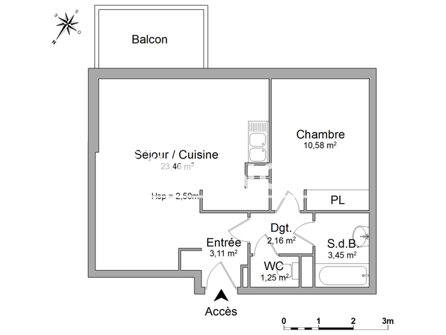 Appartement 2 pièces (44.28 m²) à louer - Mourenx (64150)