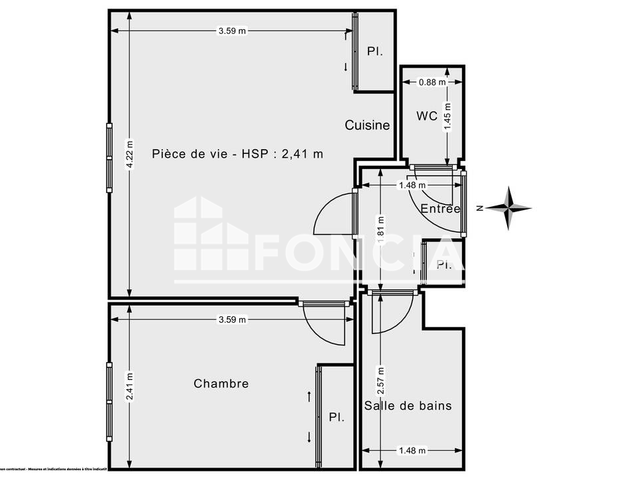 Appartement 2 pièces (33.86 m²) à louer - Arras (62000)