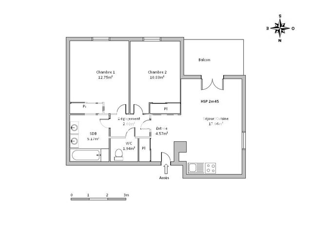 Appartement 3 pièces (54.92 m²) à louer - Douai (59500)