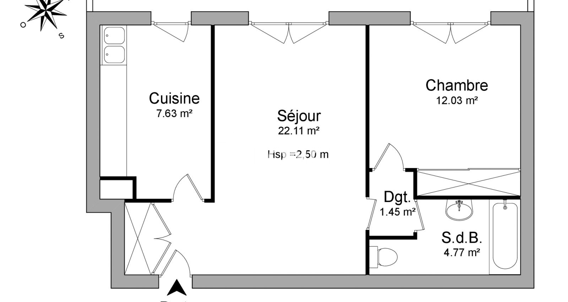Appartement 2 pièces (47.99 m²) à louer - Rueil-malmaison (92500)