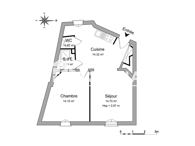 Appartement meublé 2 pièces (46.25 m²) à louer - Brest (29200)