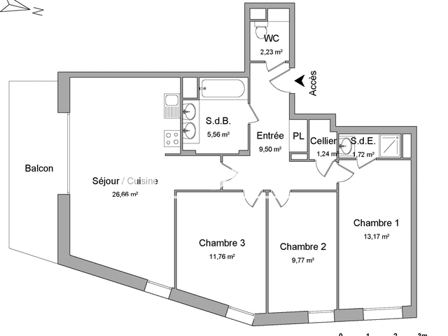 Appartement 4 pièces (81.61 m²) à louer - Carquefou (44470)