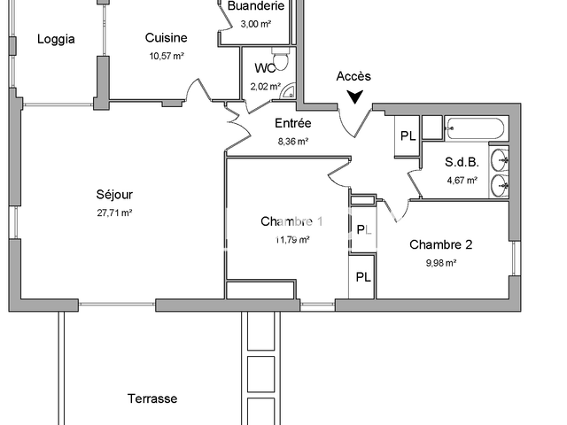 Appartement 3 pièces (78.1 m²) à louer - Saint Nazaire (44600)