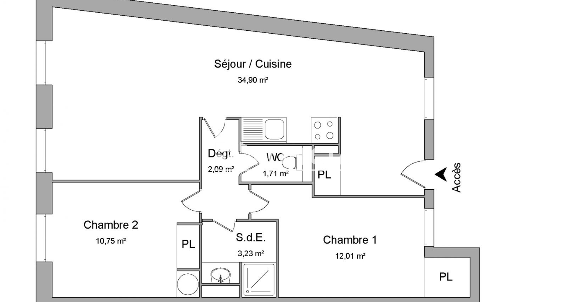 Appartement 3 pièces (64.69 m²) à louer - Bayonne (64100)