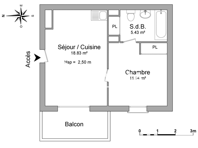 Appartement 2 pièces (36.2 m²) à louer - Tarbes (65000)