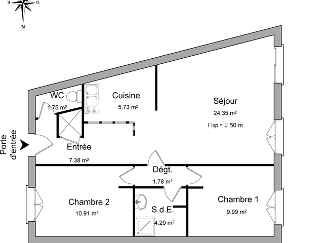 Appartement 3 pièces (66.09 m²) à louer - Oloron Sainte Marie (64400)