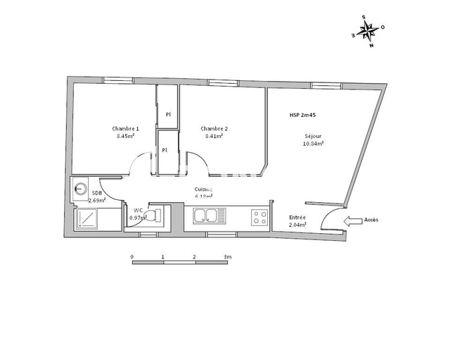 Appartement 3 pièces (41.13 m²) à louer - Lille (59000)