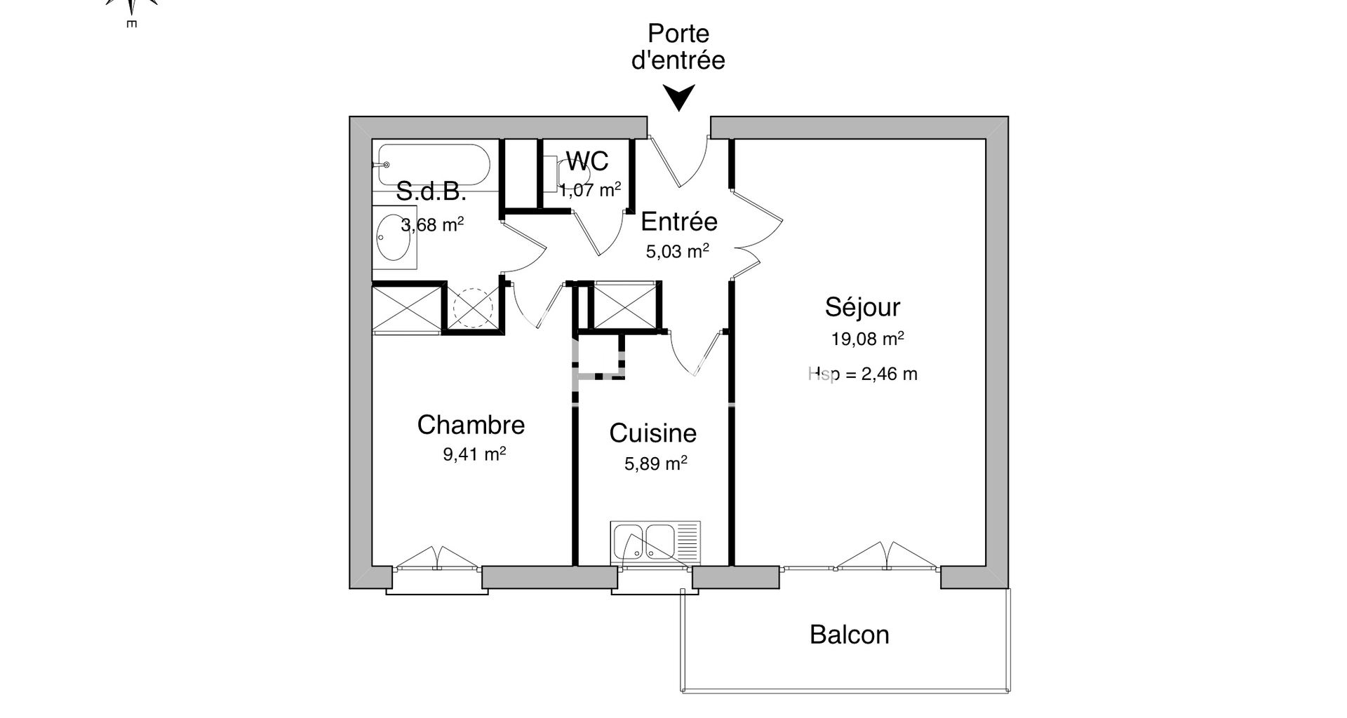 Appartement 2 pièces (44.16 m²) à louer - Lille (59800)