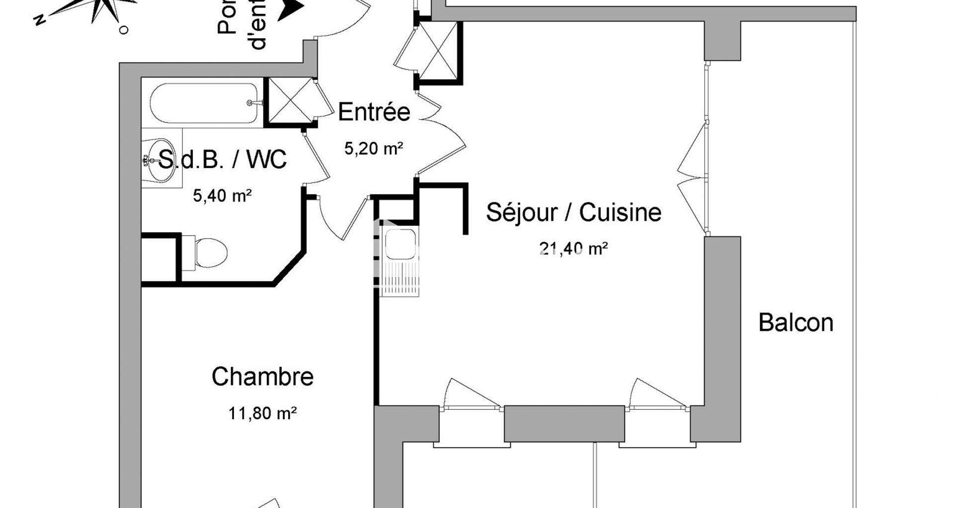 Appartement 2 pièces (43.8 m²) à louer - Marly (59770)