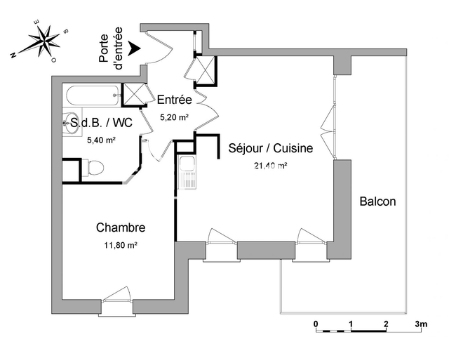 Appartement 2 pièces (43.8 m²) à louer - Marly (59770)