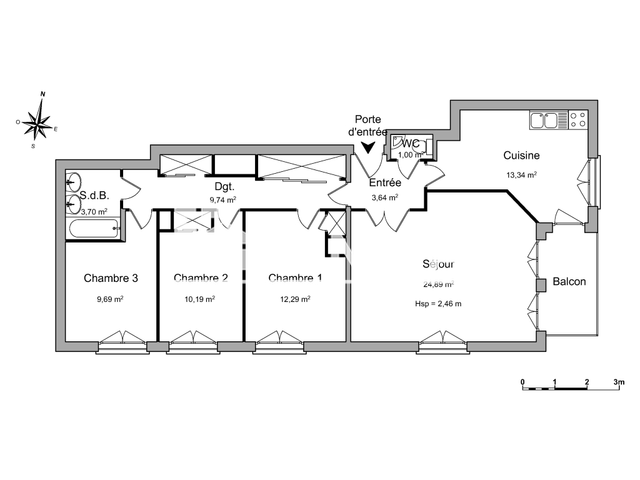 Appartement 4 pièces (88.48 m²) à louer - Rueil Malmaison (92500)