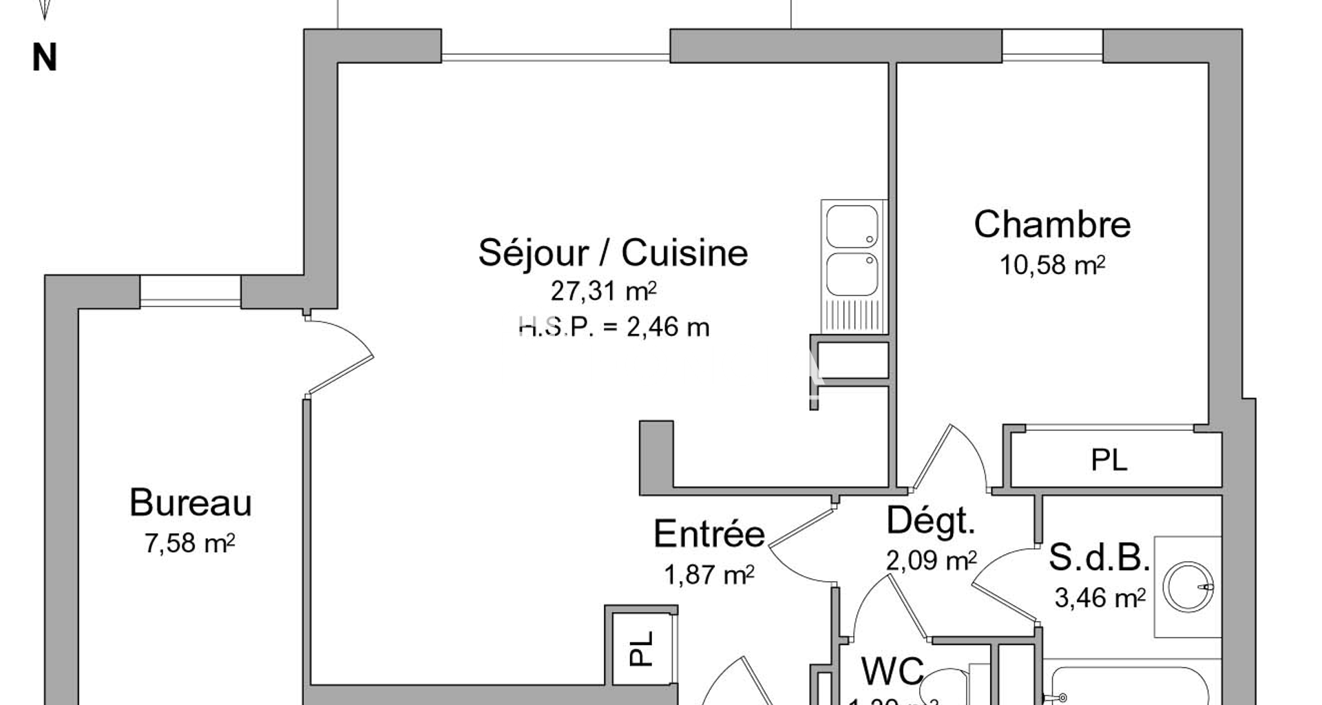 Appartement 3 pièces (54.09 m²) à louer - Mourenx (64150)