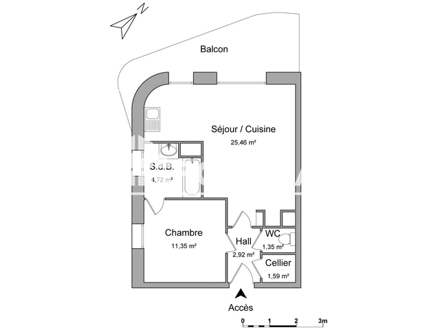 Appartement 2 pièces (47.39 m²) à louer - Marquette-lez-lille (59520)