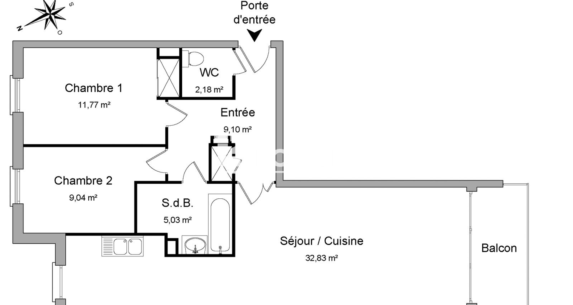 Appartement 3 pièces (69.95 m²) à louer - Roubaix (59100)