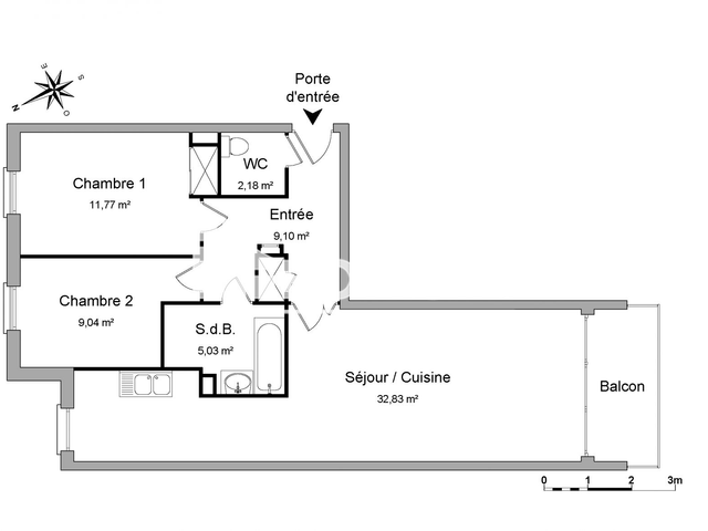 Appartement 3 pièces (69.95 m²) à louer - Roubaix (59100)