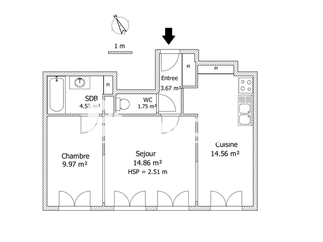 Appartement 2 pièces (49.39 m²) à louer - Lille (59000)