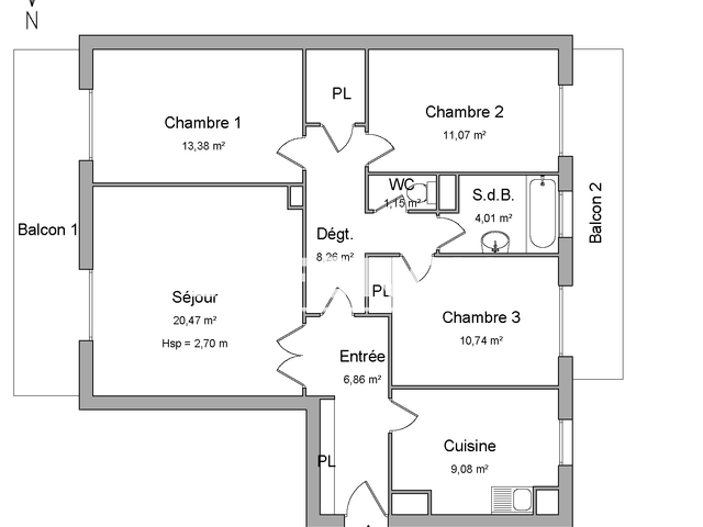 Appartement 4 pièces (85.02 m²) à louer - Montauban (82000)