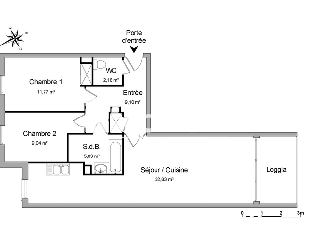 Appartement 3 pièces (70.61 m²) à louer - Roubaix (59100)