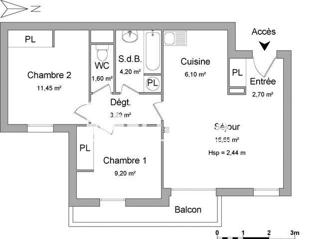 Appartement 3 pièces (55.19 m²) à louer - Quimper (29000)