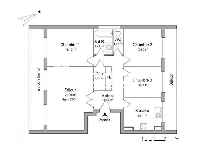 Appartement 4 pièces (78.47 m²) à louer - Brest (29200)