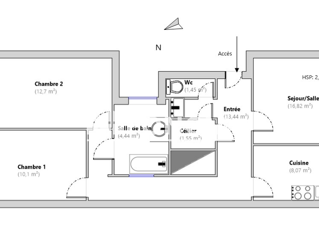 Appartement 3 pièces (69.05 m²) à louer - Lille (59000)