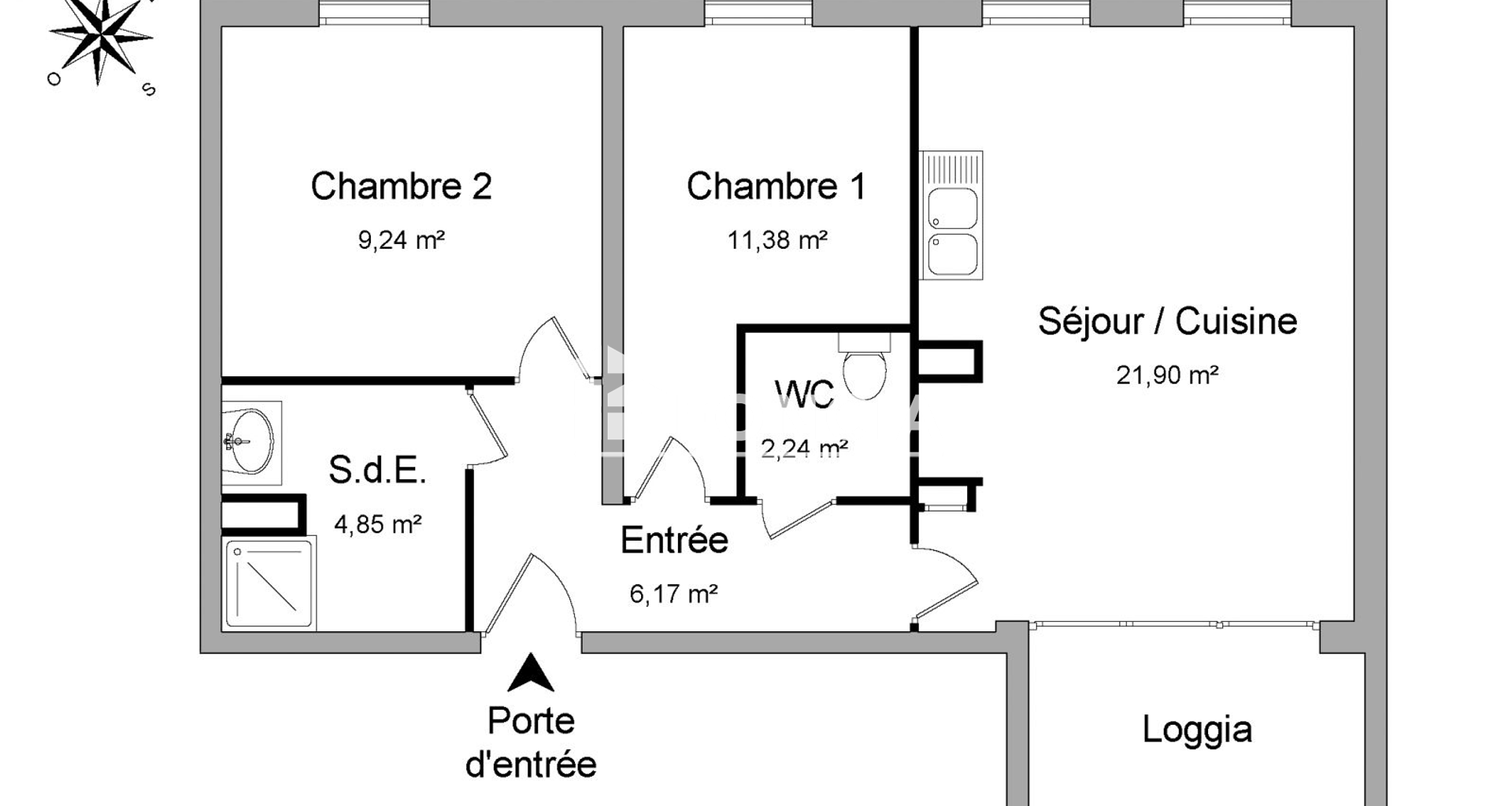 Appartement 3 pièces (55.78 m²) à louer - Roubaix (59100)