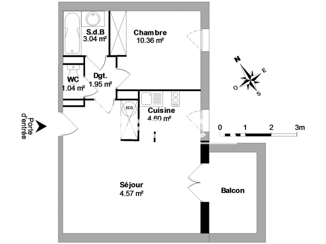 Appartement 2 pièces (44.53 m²) à louer - Pradines (46090)