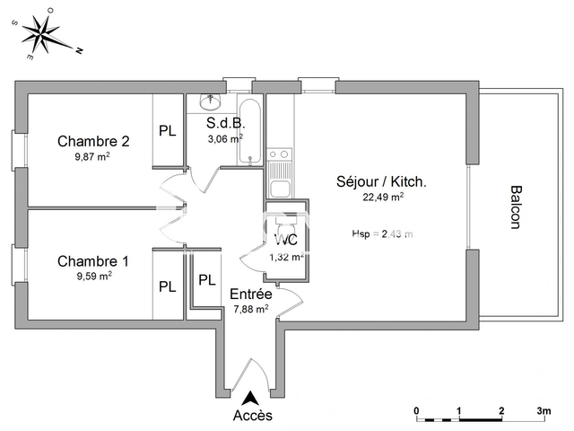 Appartement 3 pièces (54.21 m²) à louer - Onet Le Chateau (12850)