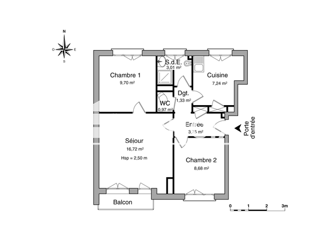 Appartement meublé 3 pièces (51.4 m²) à louer - Tarbes (65000)
