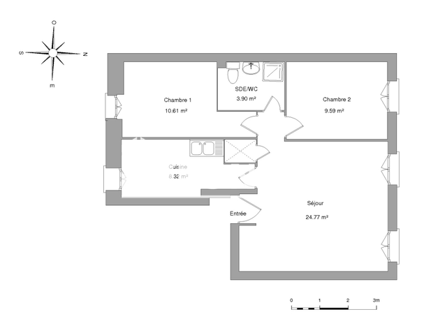 Appartement 3 pièces (56.74 m²) à louer - Agen (47000)