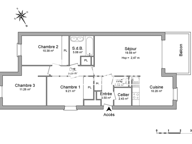 Appartement 4 pièces (76.07 m²) à louer - Pau (64000)