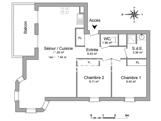 Appartement 3 pièces (61.09 m²) à louer - Albi (81000)