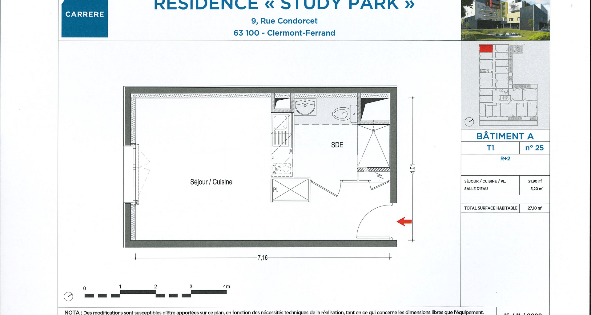 Studio (27.1 m²) à louer - Clermont-ferrand (63100)