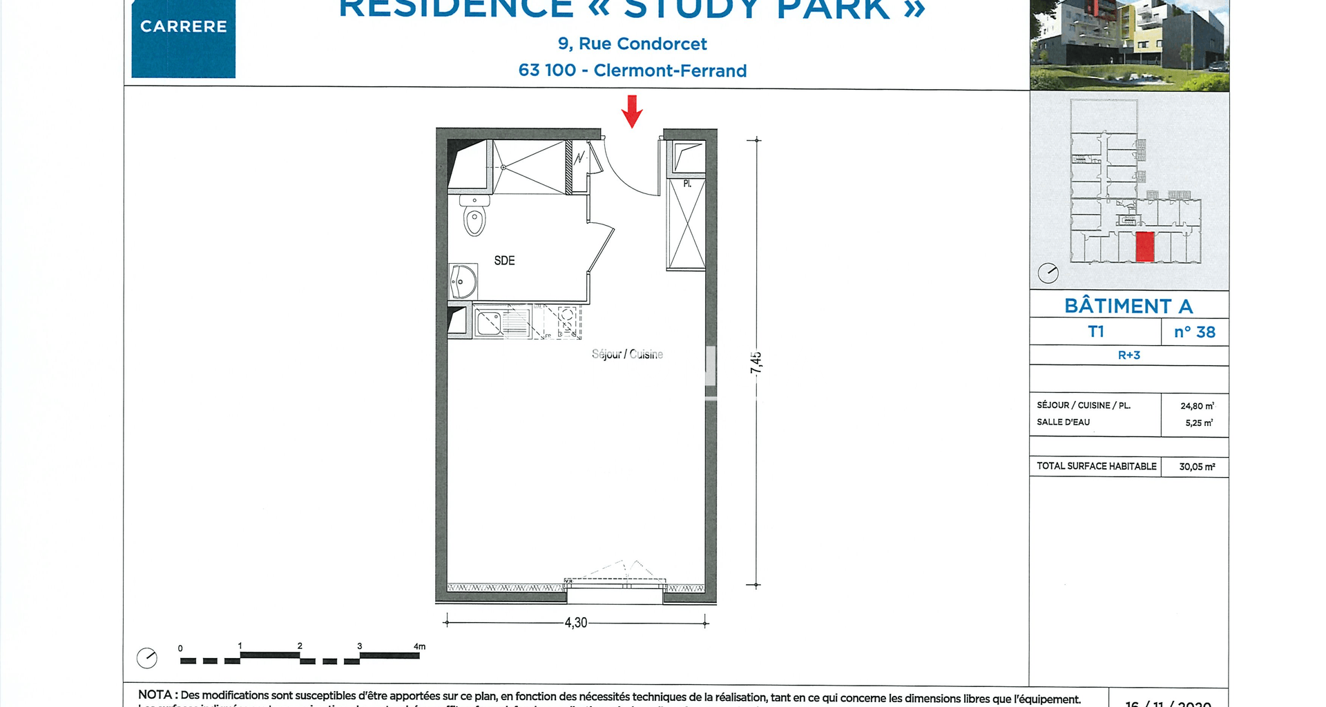 Studio (30.05 m²) à louer - Clermont-ferrand (63100)