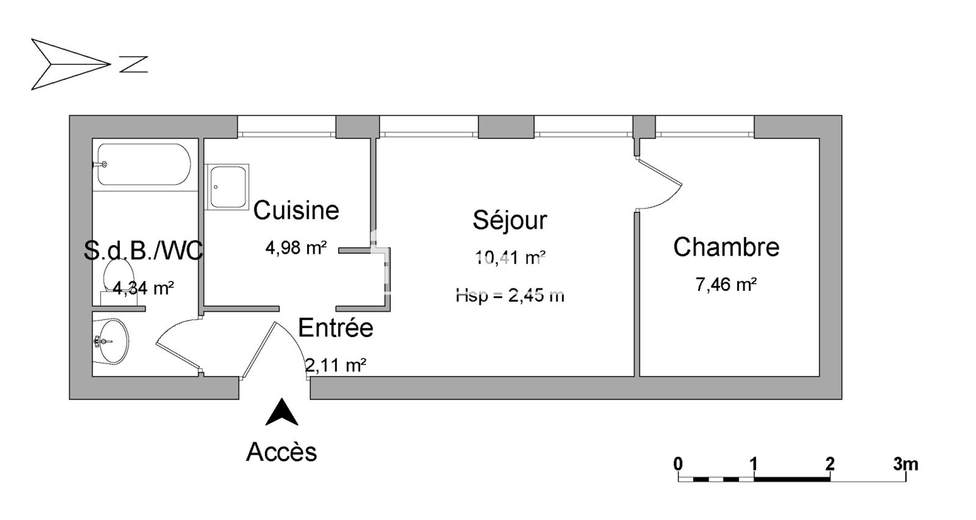 Appartement 2 pièces (29.3 m²) à louer - Conflans-sainte-honorine (78700)