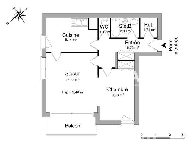 Appartement 2 pièces (44.63 m²) à louer - Rouen (76000)
