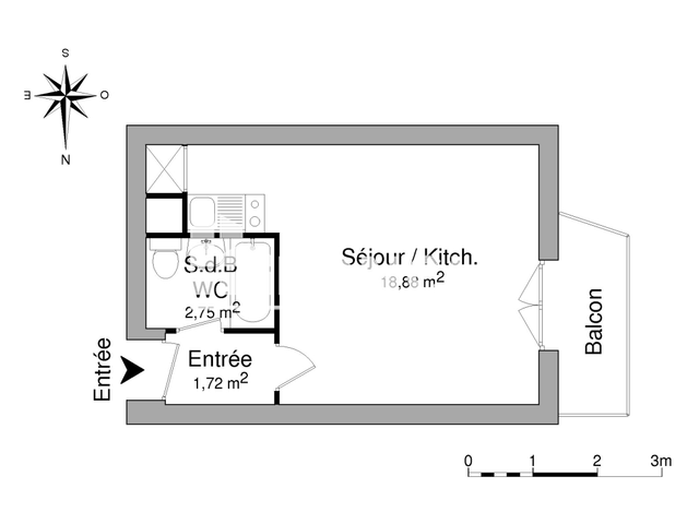 Studio (23.35 m²) à louer - Rennes (35000)
