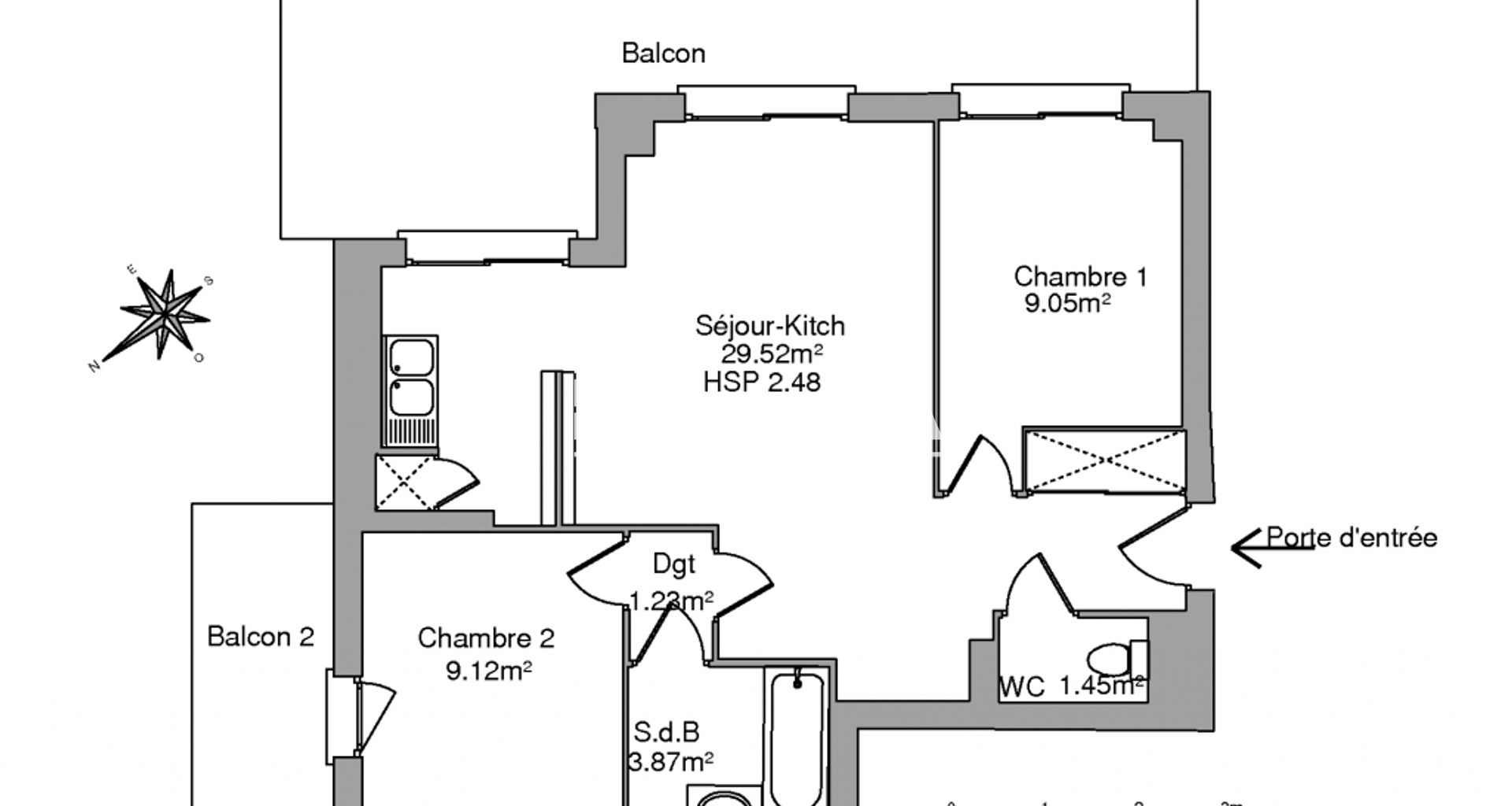 Appartement 3 pièces (54.53 m²) à louer - Orléans (45000)