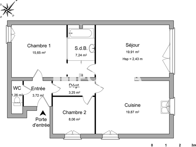 Appartement 3 pièces (78.96 m²) à louer - Bonsecours (76240)