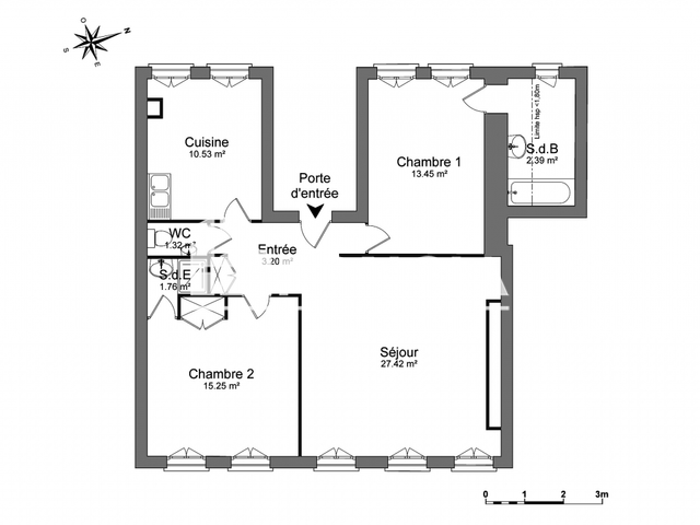 Appartement 3 pièces (75.32 m²) à louer - Rouen (76100)