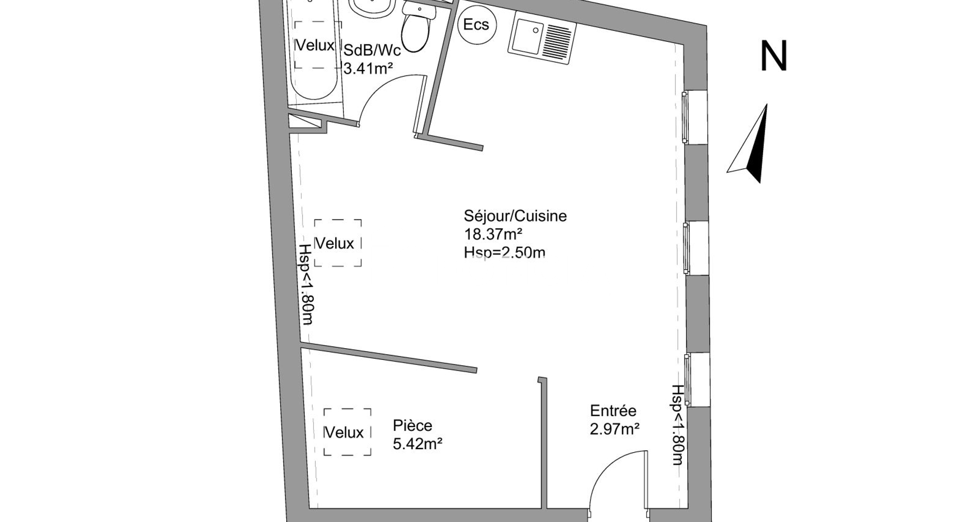 Studio meublé (30.17 m²) à louer - Herblay-sur-seine (95220)