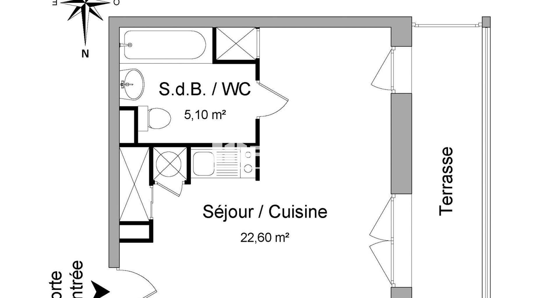 Studio (27.7 m²) à louer - Canteleu (76380)